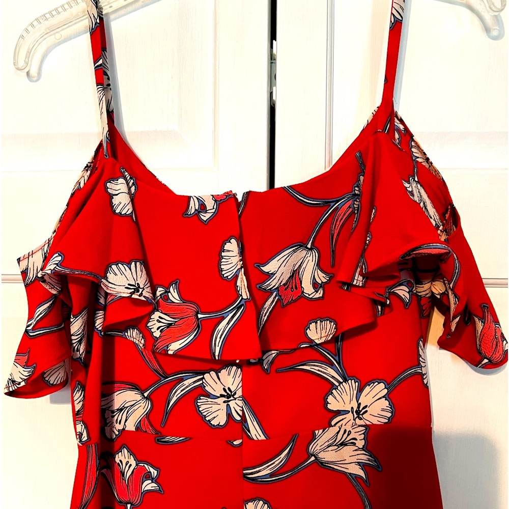 Off the shoulder pretty summer dress, size 10 Pinky/ red vibrant